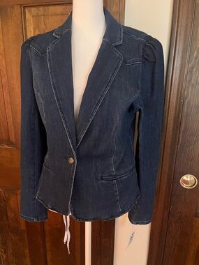 INC International Concepts Dark Indigo Denim Blazer